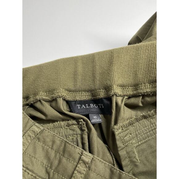Talbots Pants 10 Medium Crop Ankle Cuffed Olive Green Chino Straight Hike Retro - Picture 7 of 14